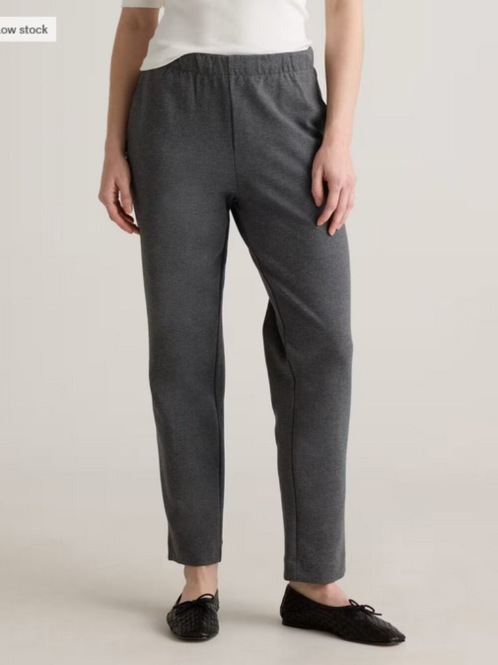 Quince Organic Cotton Double Knit Straight Pants Small Charcoal New With Tags